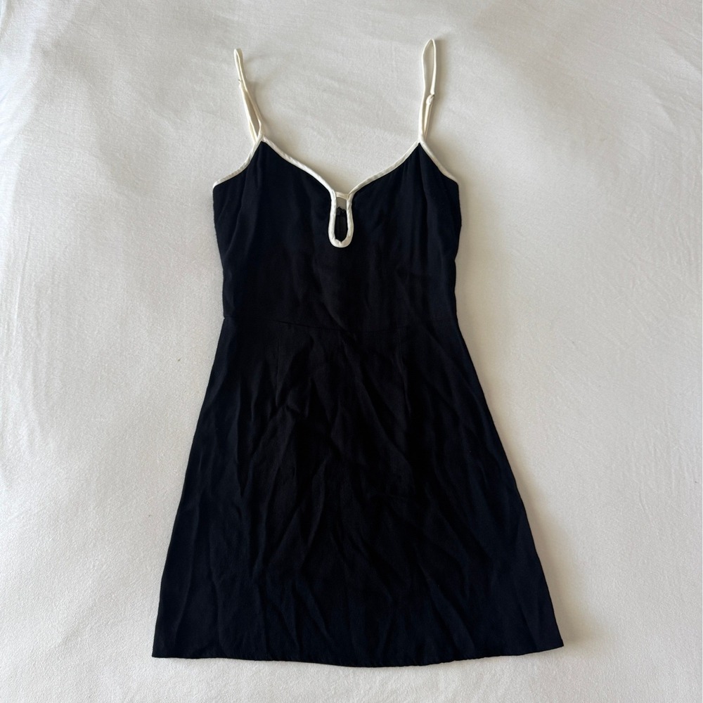 Reformation Joni Dress 2 Black White Trim Cutout Mini 90s Minimalist Going Out